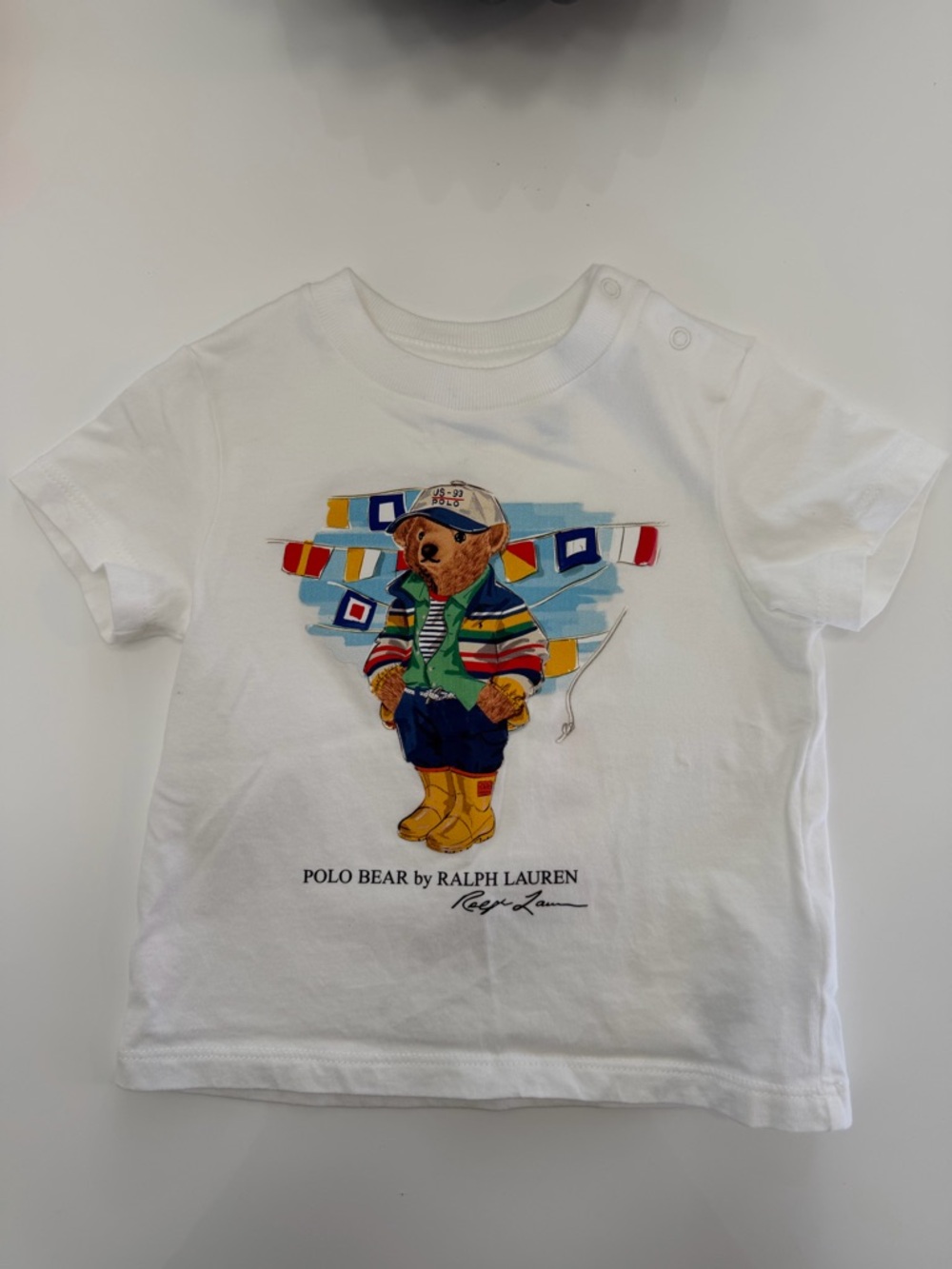 NWOT Ralph Lauren White Polo Bear Graphic Short Sleeve Tee